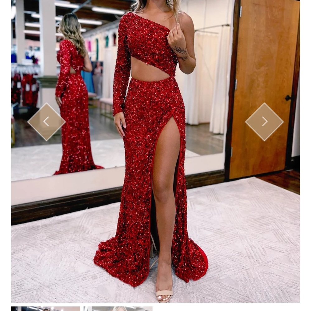 New with tags red sequin formal dress.
